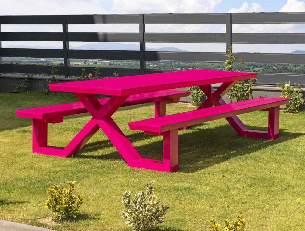 Long Pink Picnic Table by PatioSphere